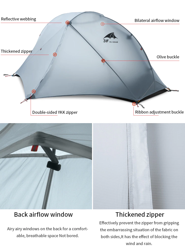 Cheap Goat Tents 3F UL GEAR Floating Cloud 1 Camping Tent 1 Person 3 4 Season 15D Outdoor Ultralight Hiking Backpacking Hunting Waterproof Tents Tents 
